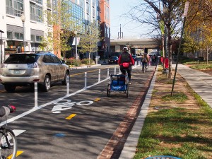 Trails tours featured the new protected bike lane on M St NE