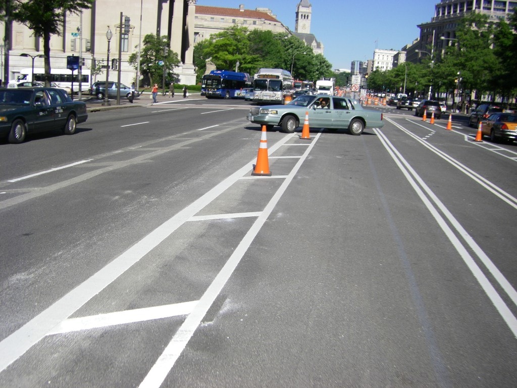 Quite possibly the first U-turn on Pennsylvania Ave NW on May 7, 2010. Photo credit: 