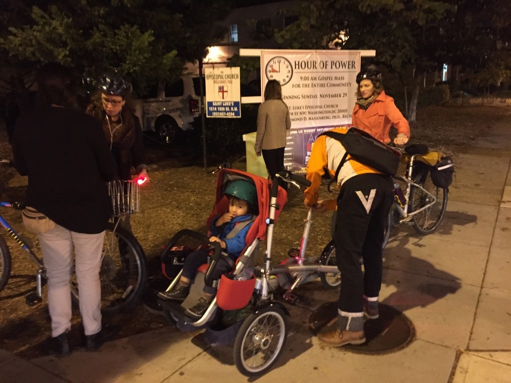 DC Bike Ambassadors stop bicyclists on the 15th street cycletrack