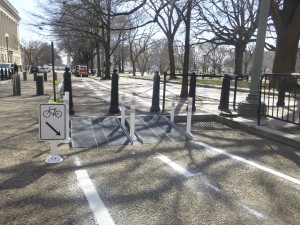 Ramparoo! New Paint and ramps make it easier to bike through Lafayette Park on segment of the 15th Street protected bike lane.