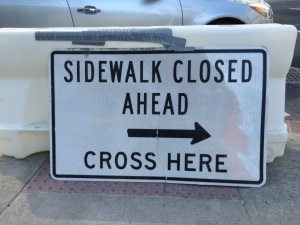 Side walk closed L St