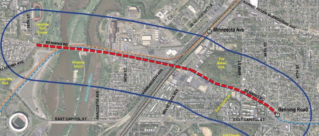 Map of the proposed streetcar extension. Image from DDOT.