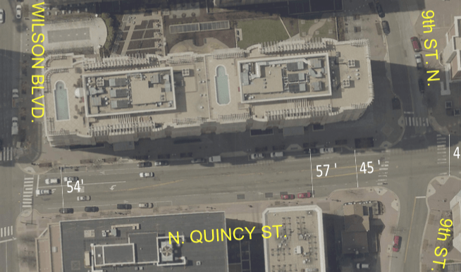 Dimensions for on block of Quincy St. from Wilson to 9th N