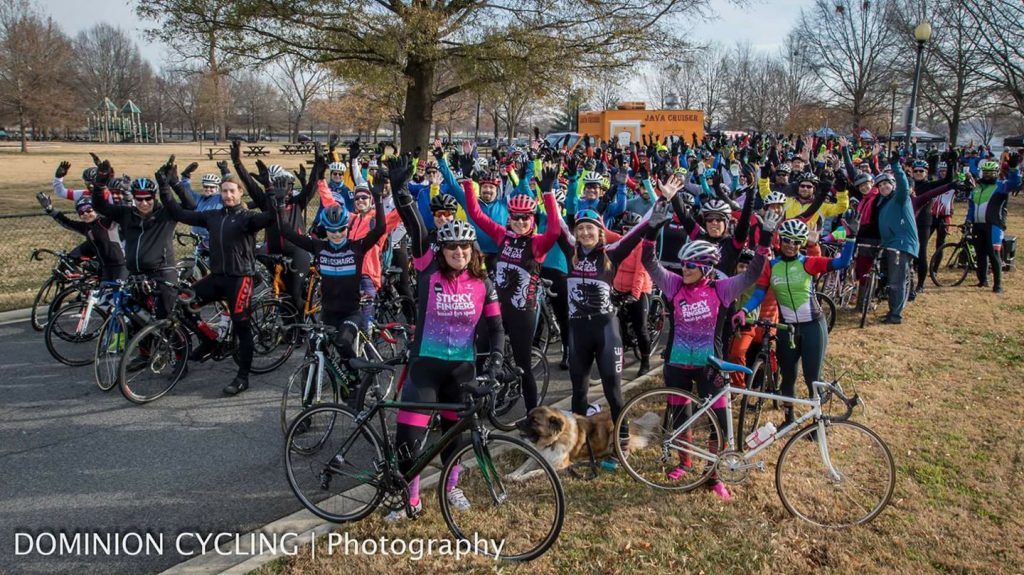 Hains Point 100 riders celebrate before beginning the ride in December of 2017