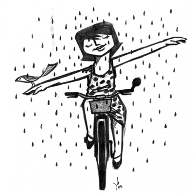 biking to work in the rain