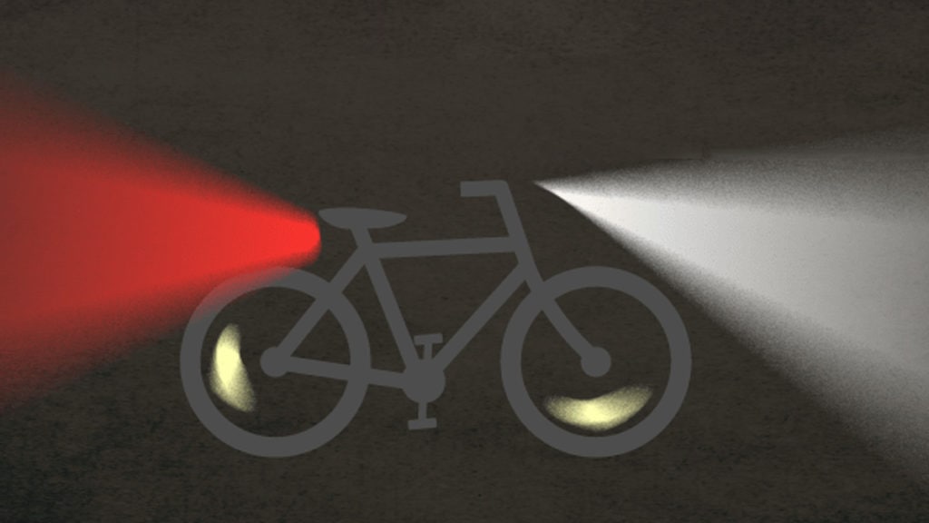 profile of a bike with rear and front lights 