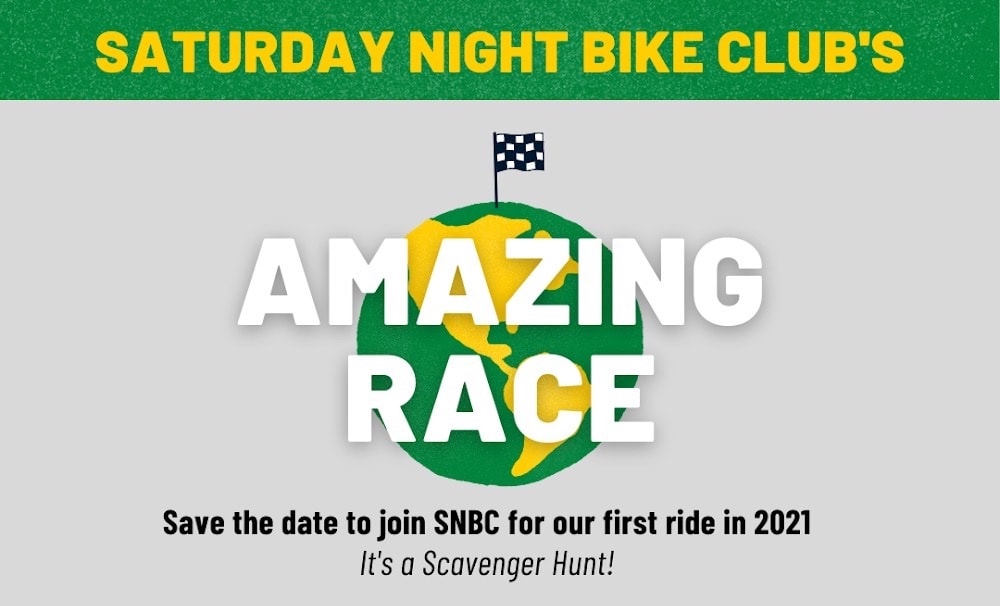 A flyer with a green and yellow Earth design with the words Amazing Race splashed across.