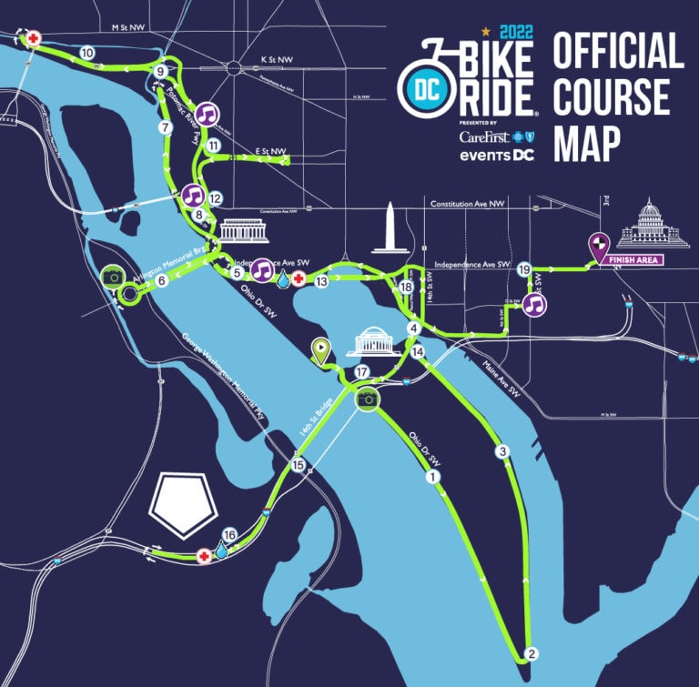dc bike tour map