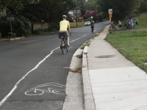 chalk bike lanes in Falls Church