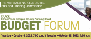 M-NCPPC Budget Forums on Oct 4 & 18