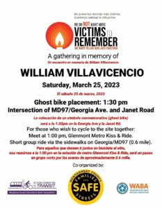 Ghost Bike Placement In Memory of William Villavicencio