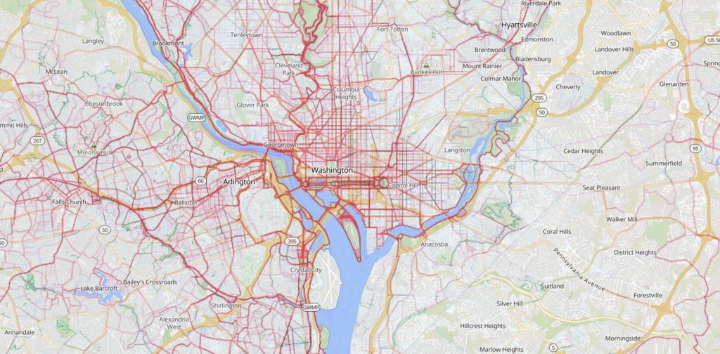 A bicycling heatmap of the dc region